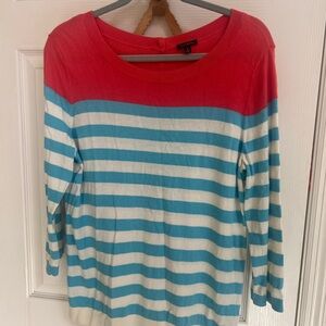 Talbots Striped Red and Blue Sweater, fisherman, maritime, back buttons